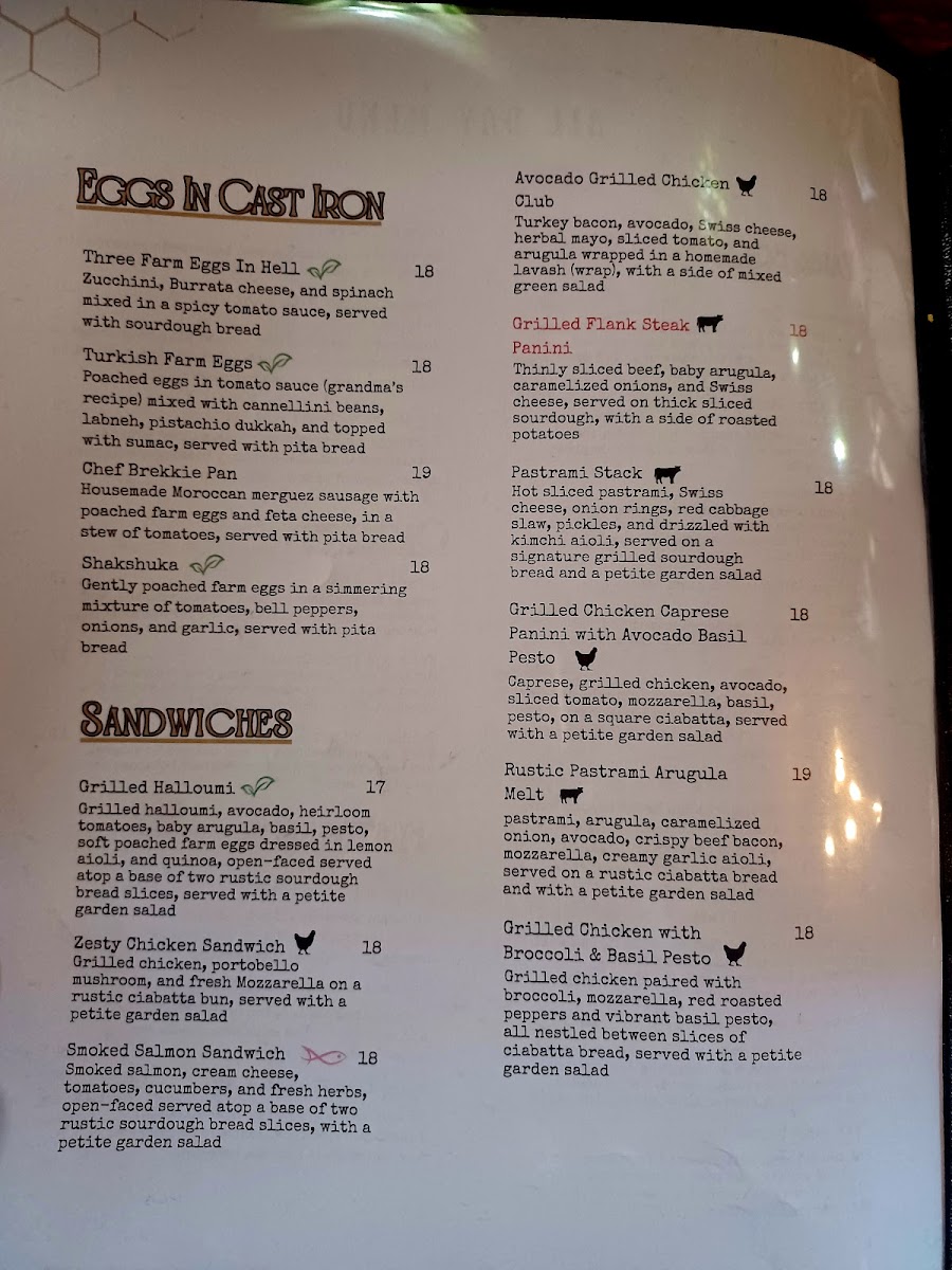 Milk And Honey Cafe Menu - Image 1
